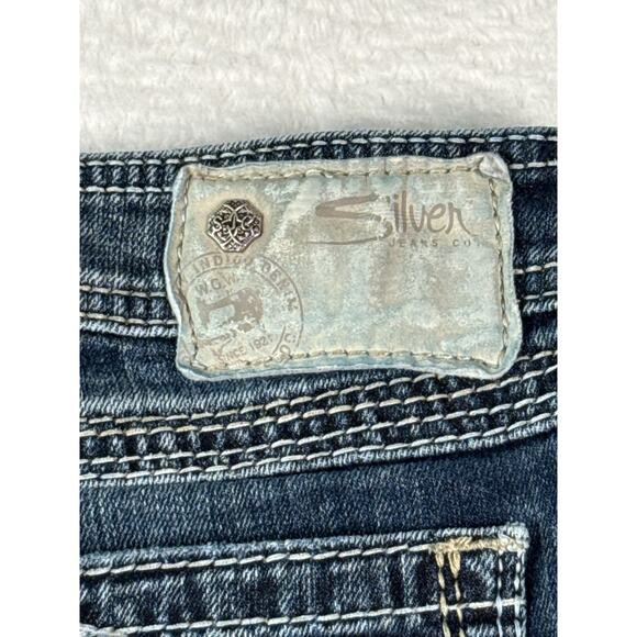 Silver Jeans Twisted Capri Women Size 29 Thick Stitch Dark Wash Stretch Denim - Picture 10 of 10